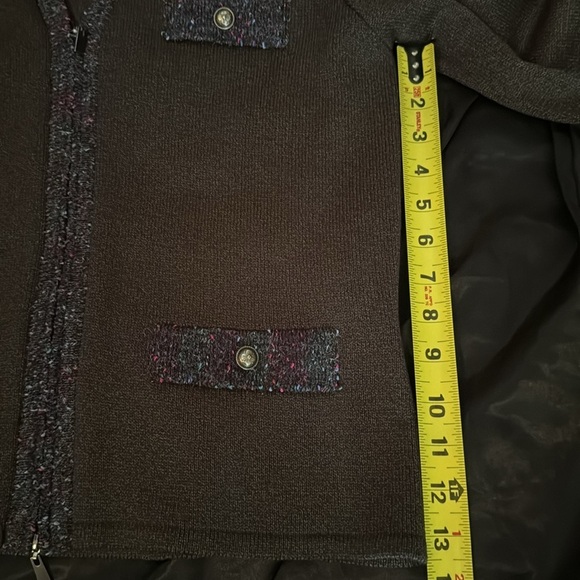 SAN REMO DOUBLE ZIP CARDIGAN GREY WITH PURPLE STITCHING VINTAGE LIKE NEW - Picture 9 of 11